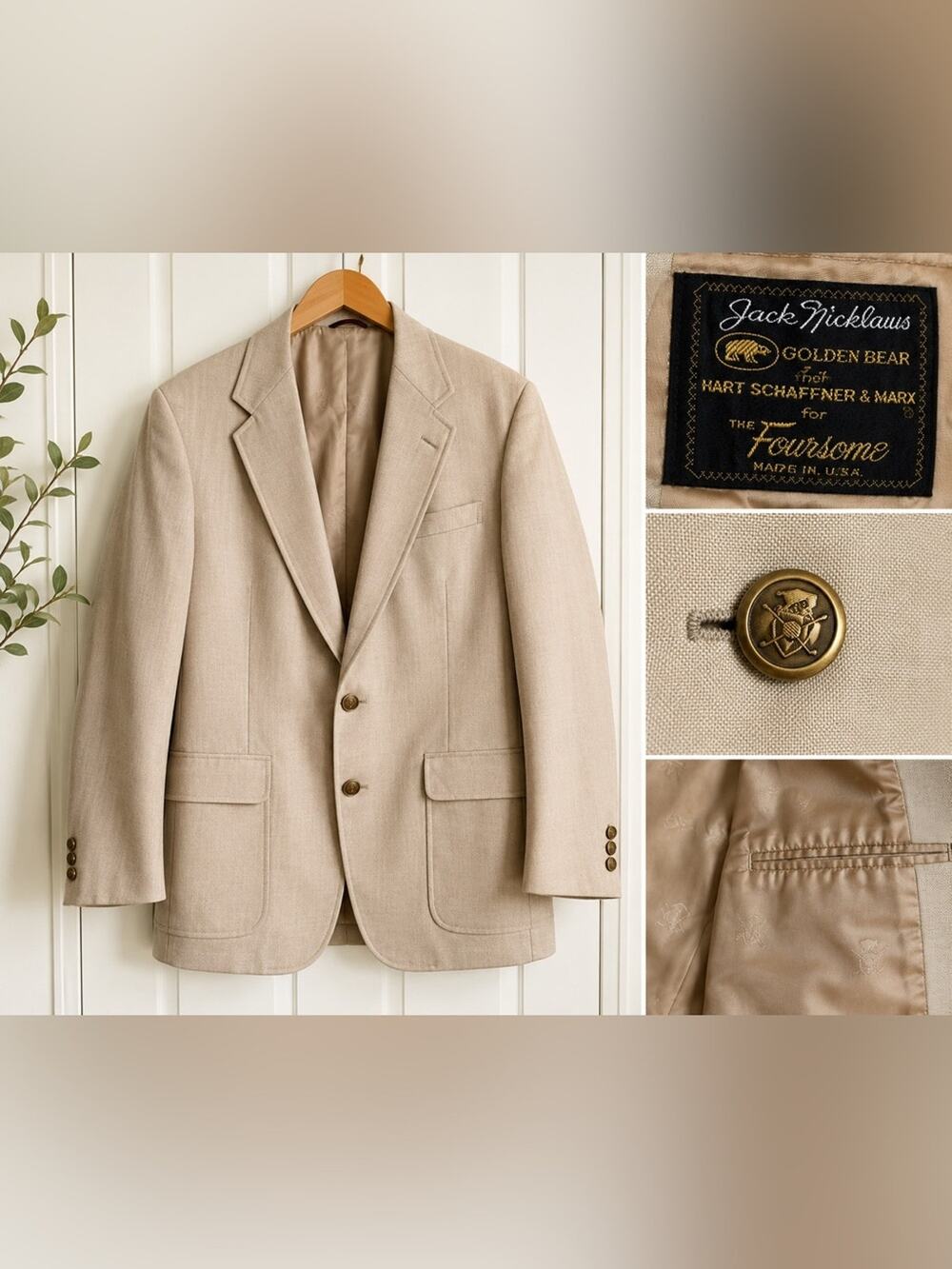 Jack Nicklaus Golden Bear by Hart Schaffner Marx Tan Sport Coat Blazer Men’s 42R